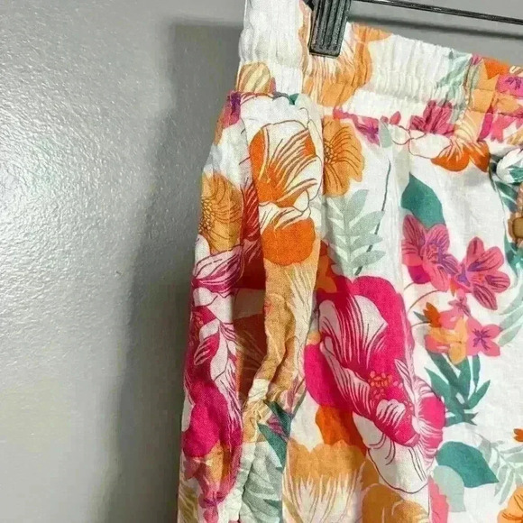 RACHEL ZOE Floral Hawaiian Tropical Linen Blend Pull On Shorts Women Medium - Picture 4 of 9
